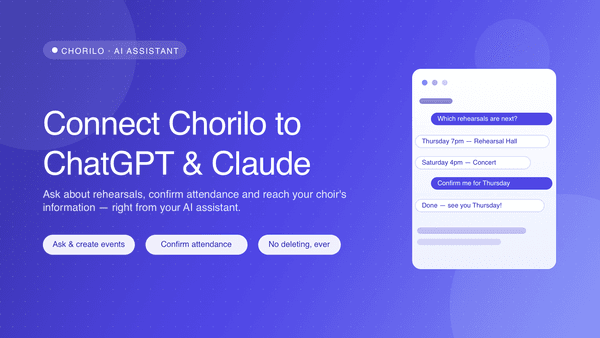 Chorilo mit ChatGPT und Claude verbinden: Ihr Chor per KI-Assistent