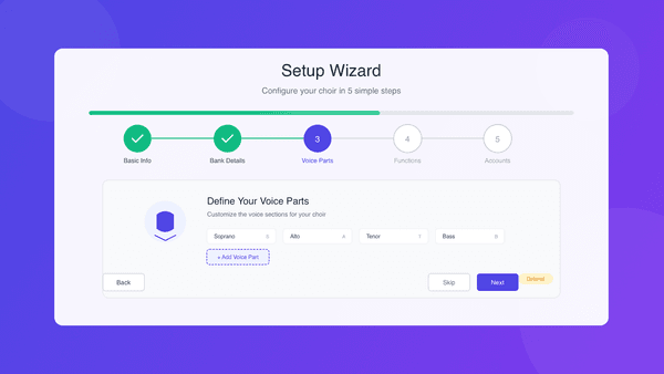 Der neue Einrichtungsassistent: In 5 Schritten zum perfekt konfigurierten Chor